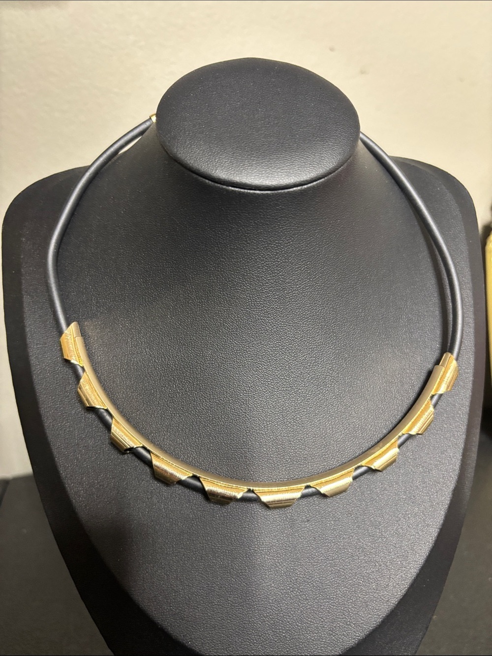 Rocker Chic Gold Accent Black Cord Choker Necklace